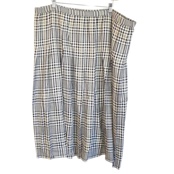 Pendleton Black White Yellow Plaid Pleated Midi Skirt | Size 24 / 24W - Picture 1 of 7